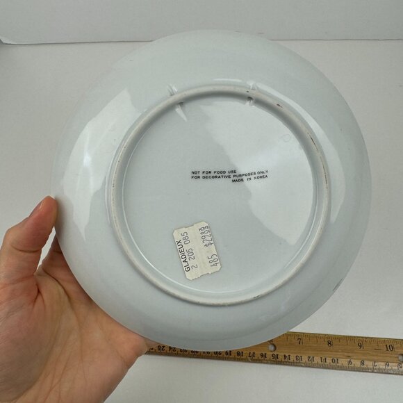 Vtg Indiana Round Souvenir Plate Bird Racecar Flower Ceramic White Cream Silver - Picture 9 of 13